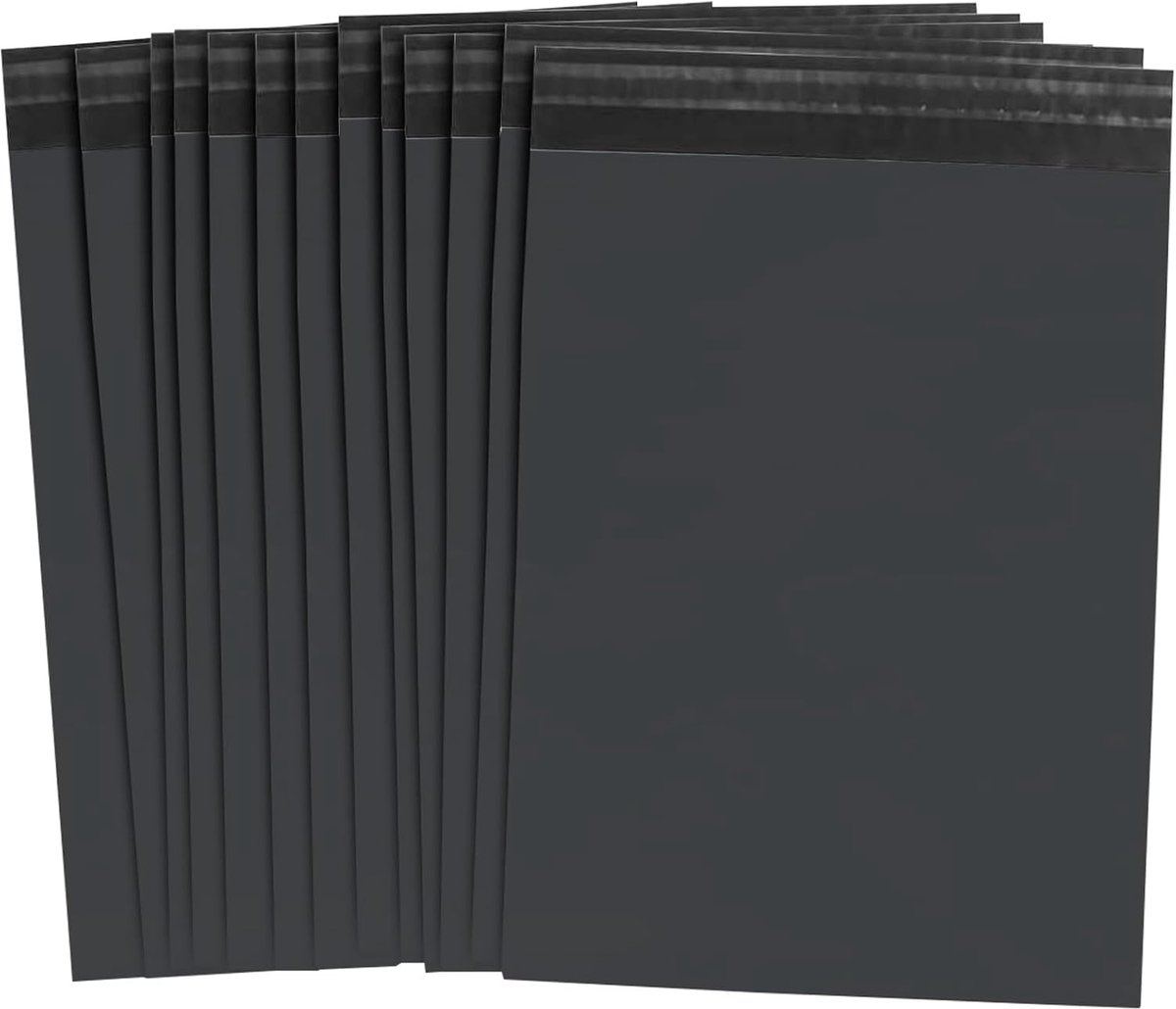 Verzendzakken 305 x 380 mm - zwart plastic - zelfklevend - veilig verzenden - ShopVlot