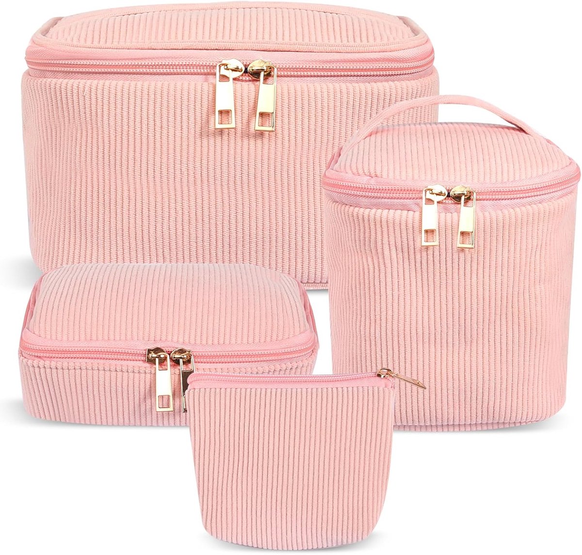 Makeup tassen set van 4 - roze toilettas - cosmetica tas voor dagelijks gebruik - ideaal voor reizen - SnelShoppen