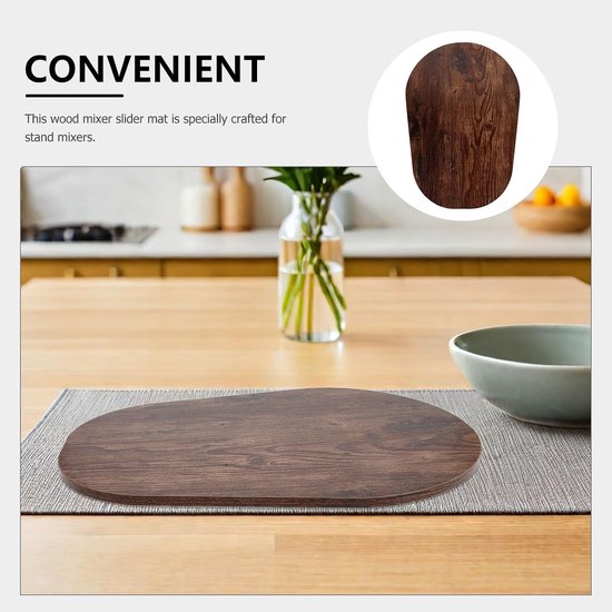 Schuifmat Keukenmixer - Mixeronderlegger Antislip - Aanrecht Beschermen - Massief Houten Constructie - 38.5 x 26.7 cm - Bruin — afbeelding 2