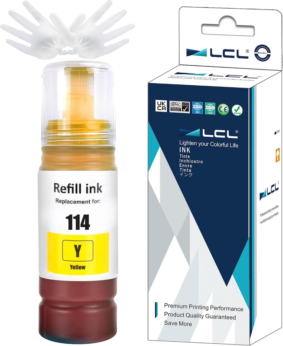 Inktfles Geel 70ML - Compatibel met EPSON ECOTANK ET-8500 ET-8550 - Hoge capaciteit - Tot 2300 pagina's - ShopVlot