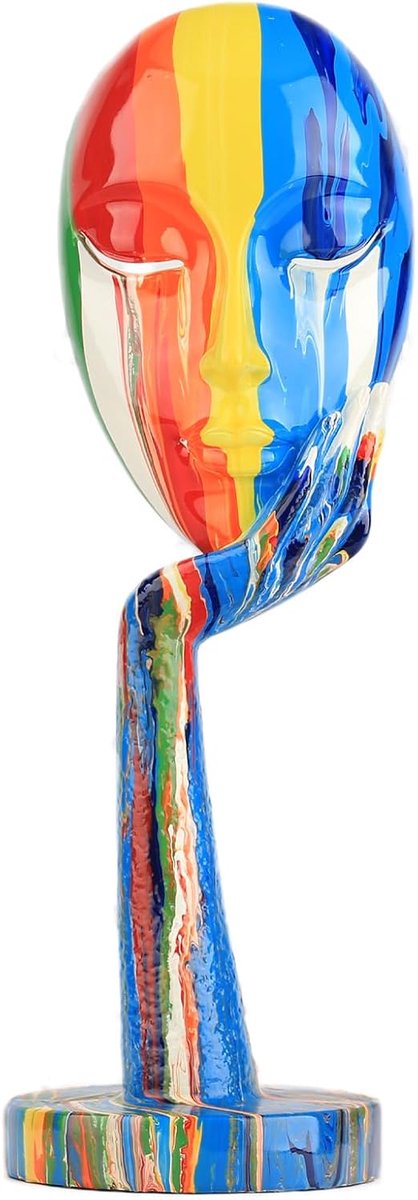 Decoratieve abstracte standbeeld 38.8 cm - kleurrijk resin - moderne uitstraling - perfect voor thuis of kantoor - ShopVlot