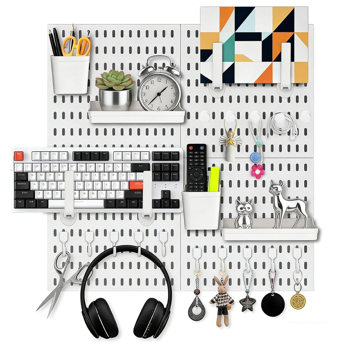 Steekbord wandorganizer 30 x 30 cm - 4 stuks - inclusief montagemateriaal - veelzijdige opslagoplossing - ShopVlot