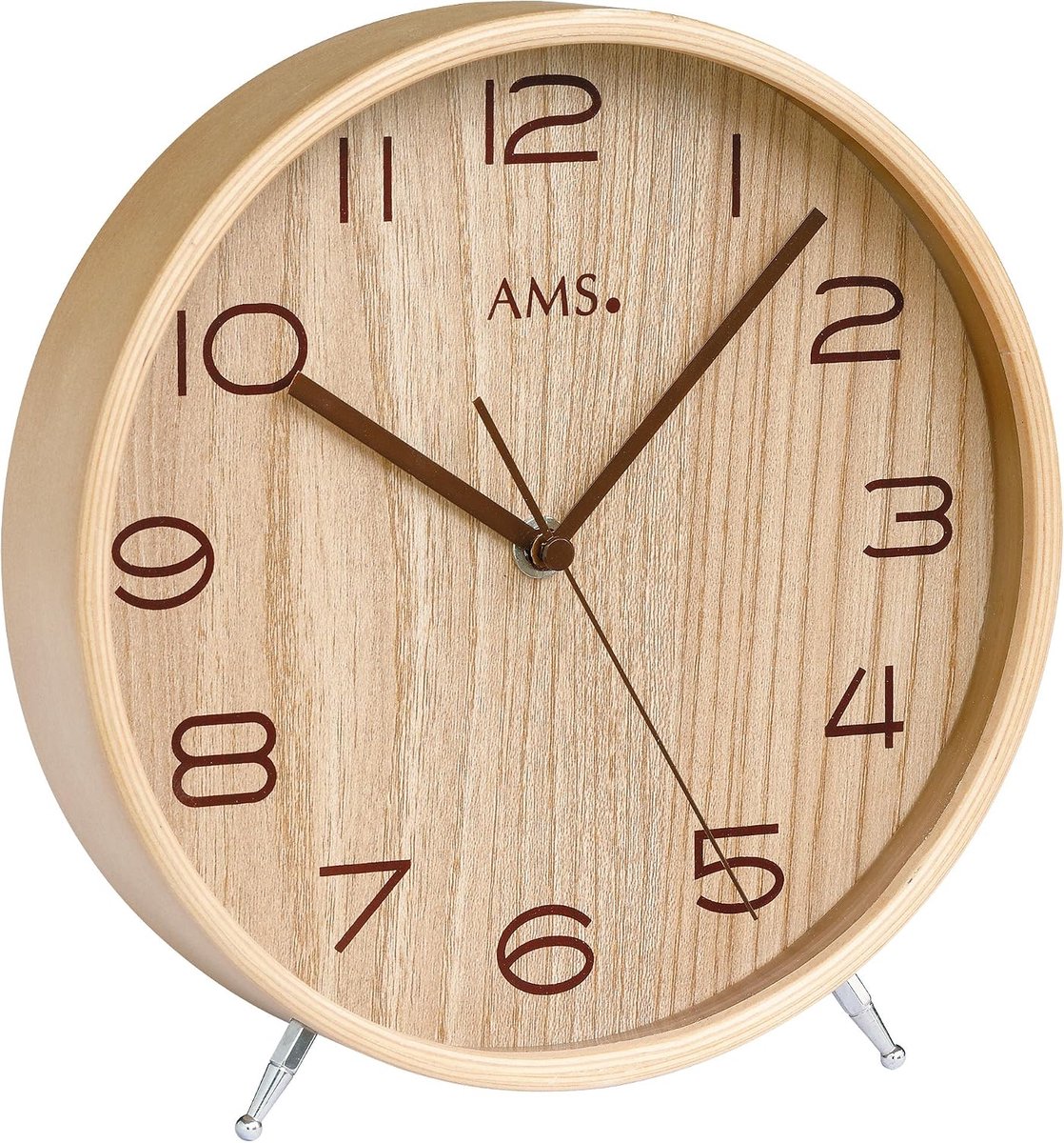 Tischuhr 22 x 22 cm - beiges houten huis - analoge tijdsaanduiding - stijlvol voor elk interieur - ShopVlot