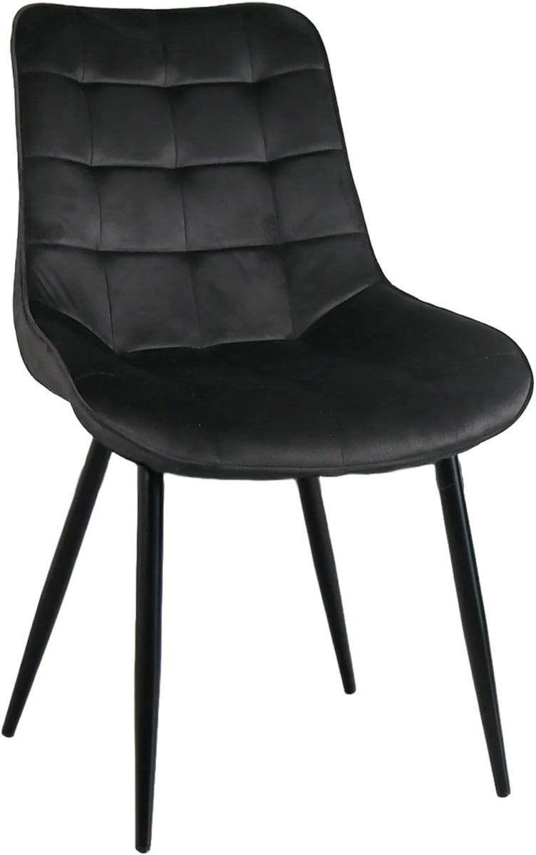 Eetstoel set van 4 - zwarte velvet eetstoelen - eenvoudig te monteren - stijlvol en comfortabel - ShopVlot