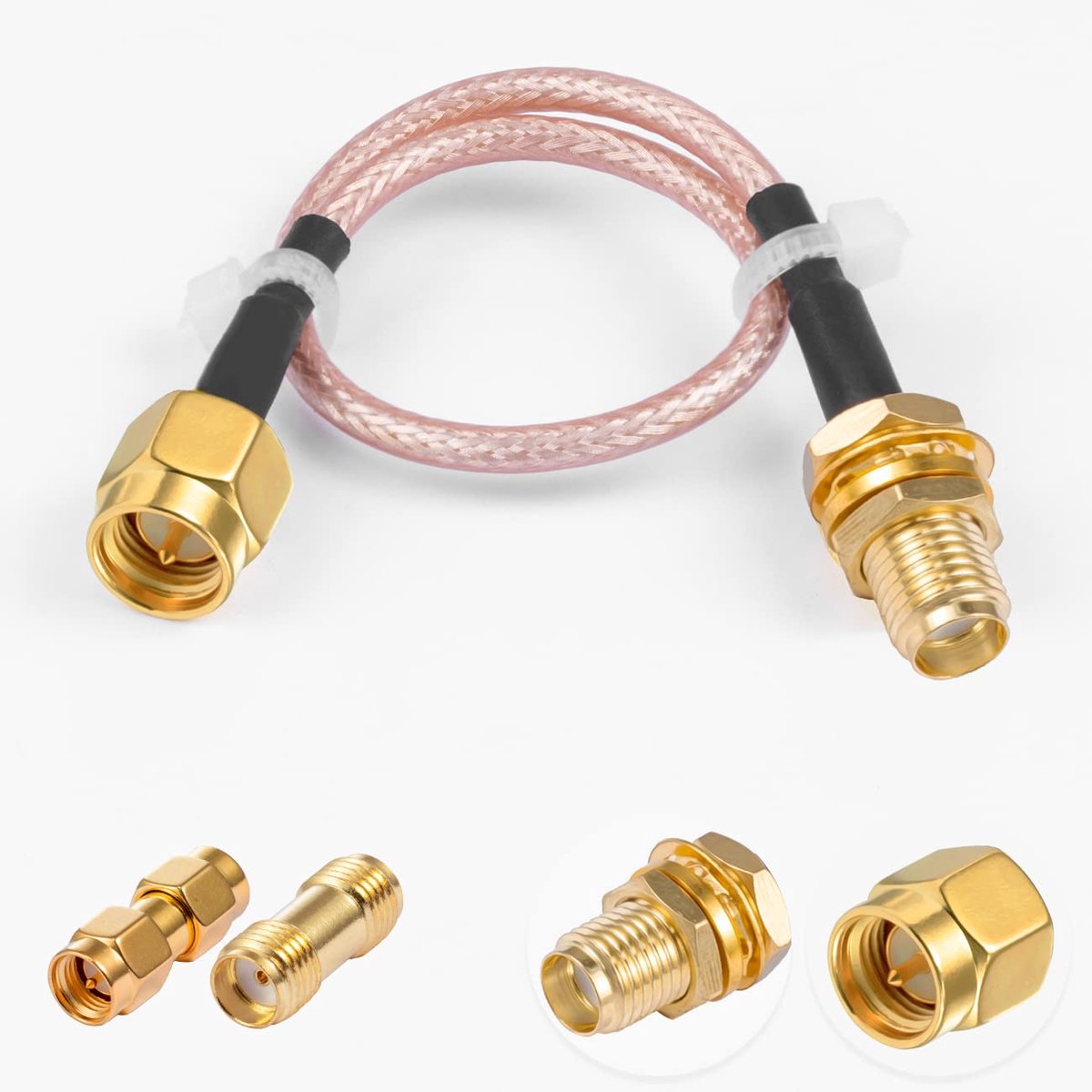 Coaxiaal kabel SMA Male naar SMA Female 6"/15CM - RG316 - Inclusief 2 SMA adapters - Voor router antenne verbinding - ShopVlot