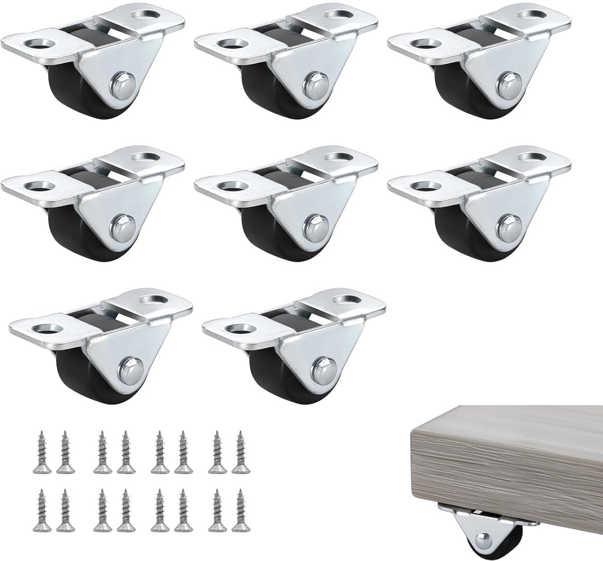 Meubels wielen set van 8 stuks - rubber met stalen bovenplaat - mini stuurwielen voor meubels - ShopVlot