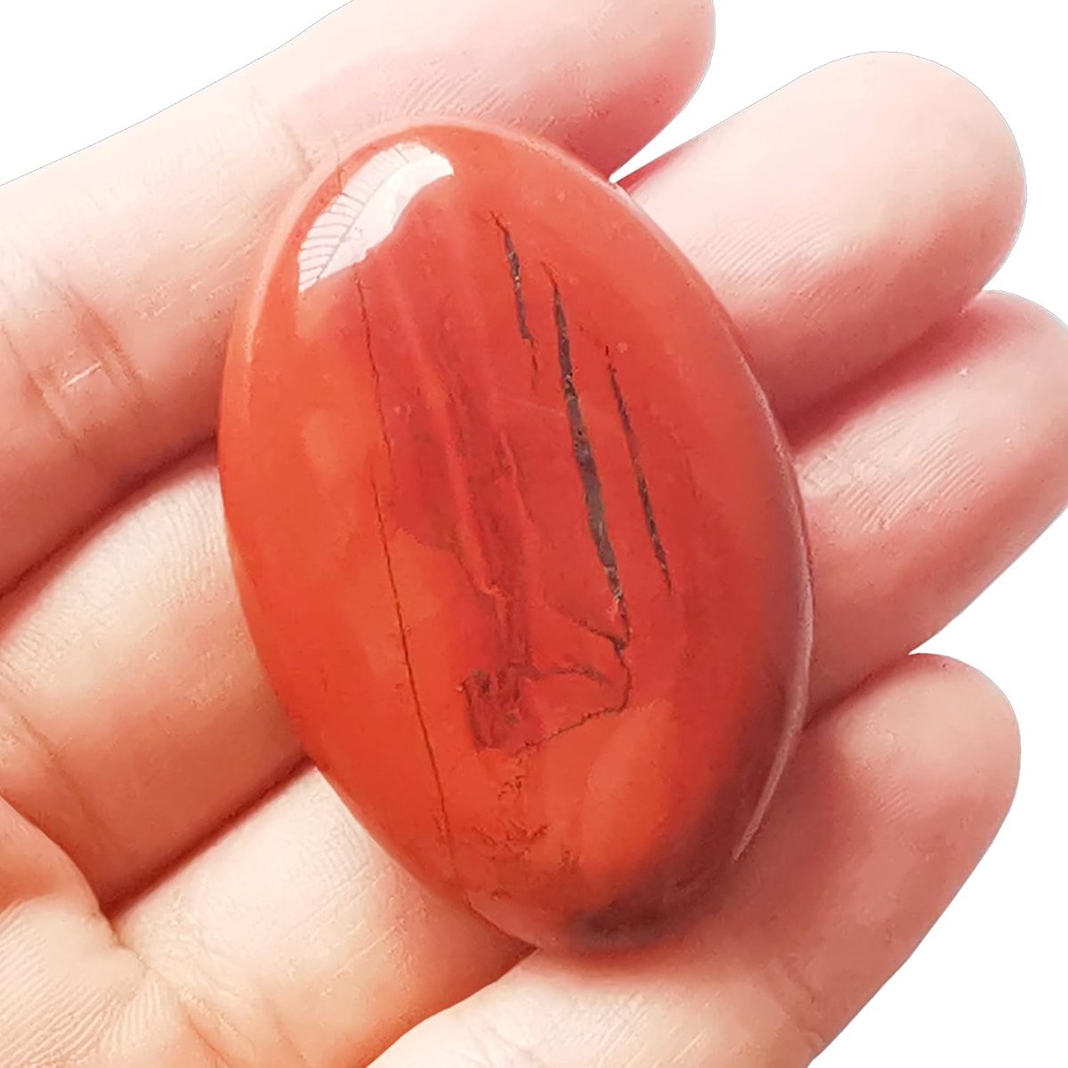 Mini oval palm bag - natuurlijke rode jaspis - massage en ontspanning - voor Reiki healing - ShopVlot
