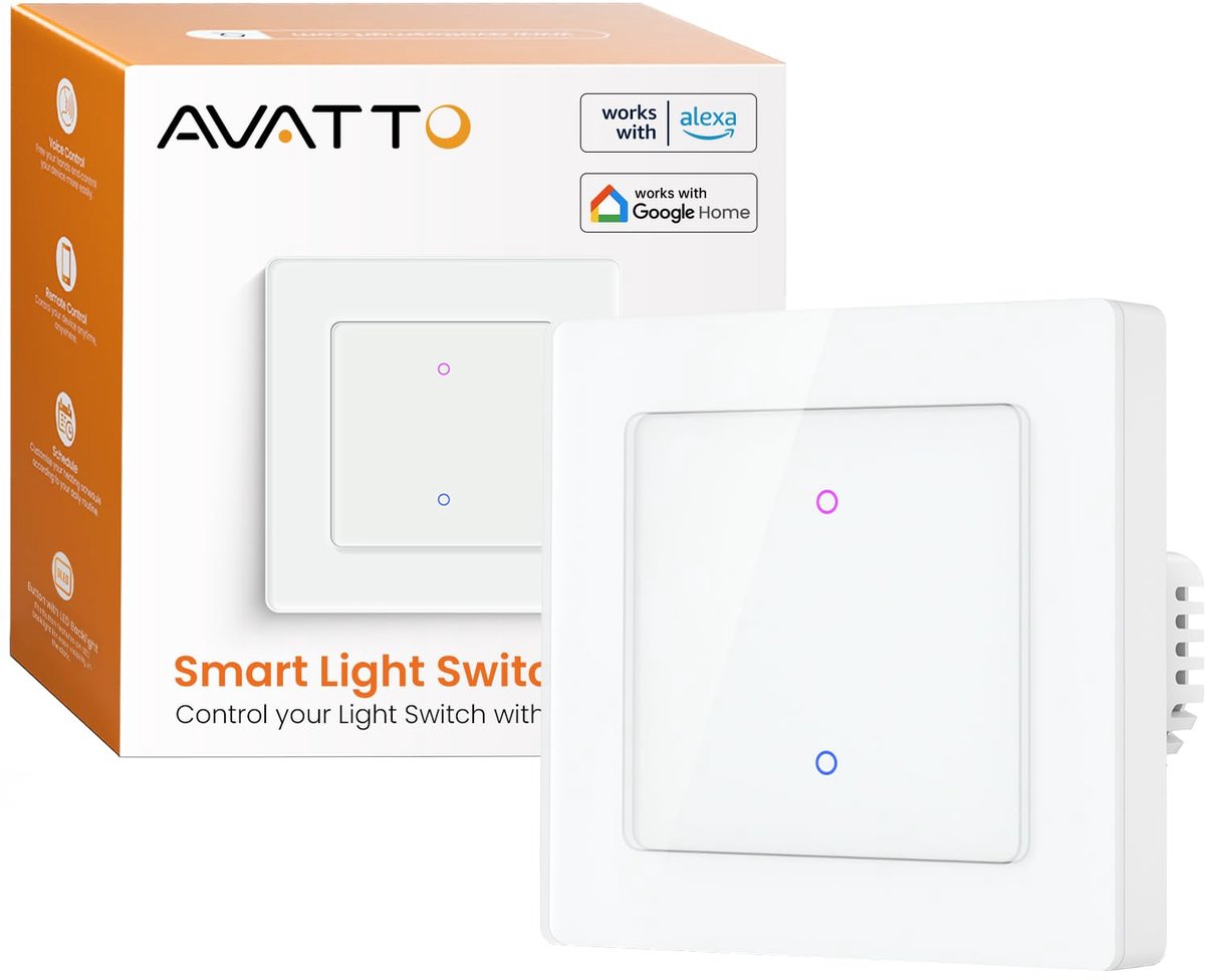 Slimme Lichtschakelaar 55 - WiFi Muur Switch - Ondersteunt Alexa en Google Home - Bedien op afstand - ShopVlot