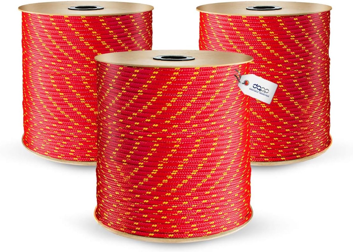 Touw, 10 mm, 100 m, draaglast tot 1240 kg, gevlochten lijn, textieltouw, koord, kunststof touw, gevlochten touw