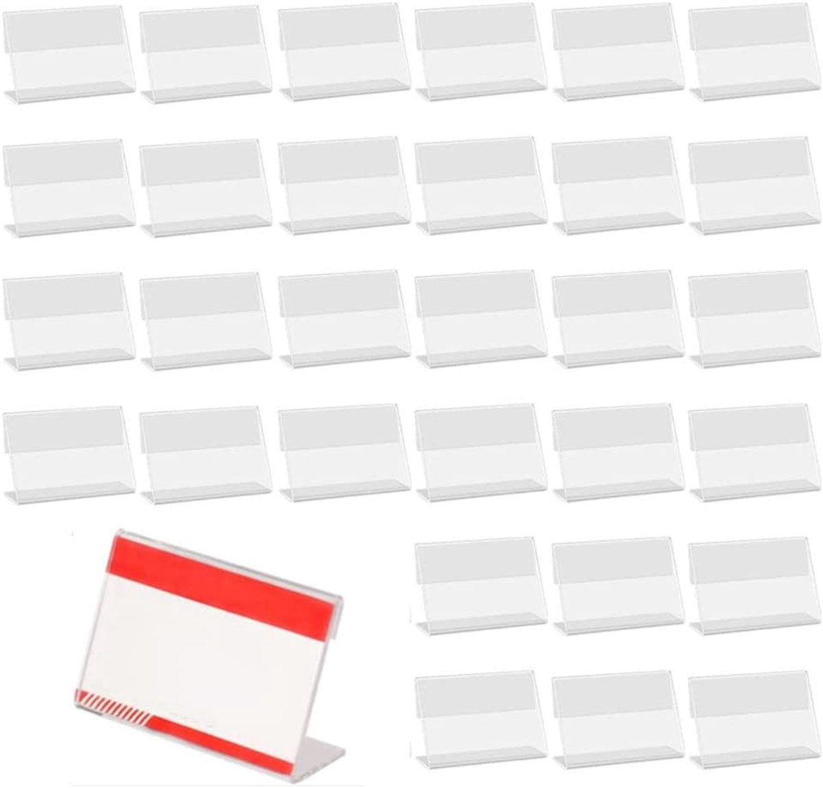30 stuks transparante labelhouders, mini-labelhouders van acryl, prijskaartjes, 8 x 5 cm
