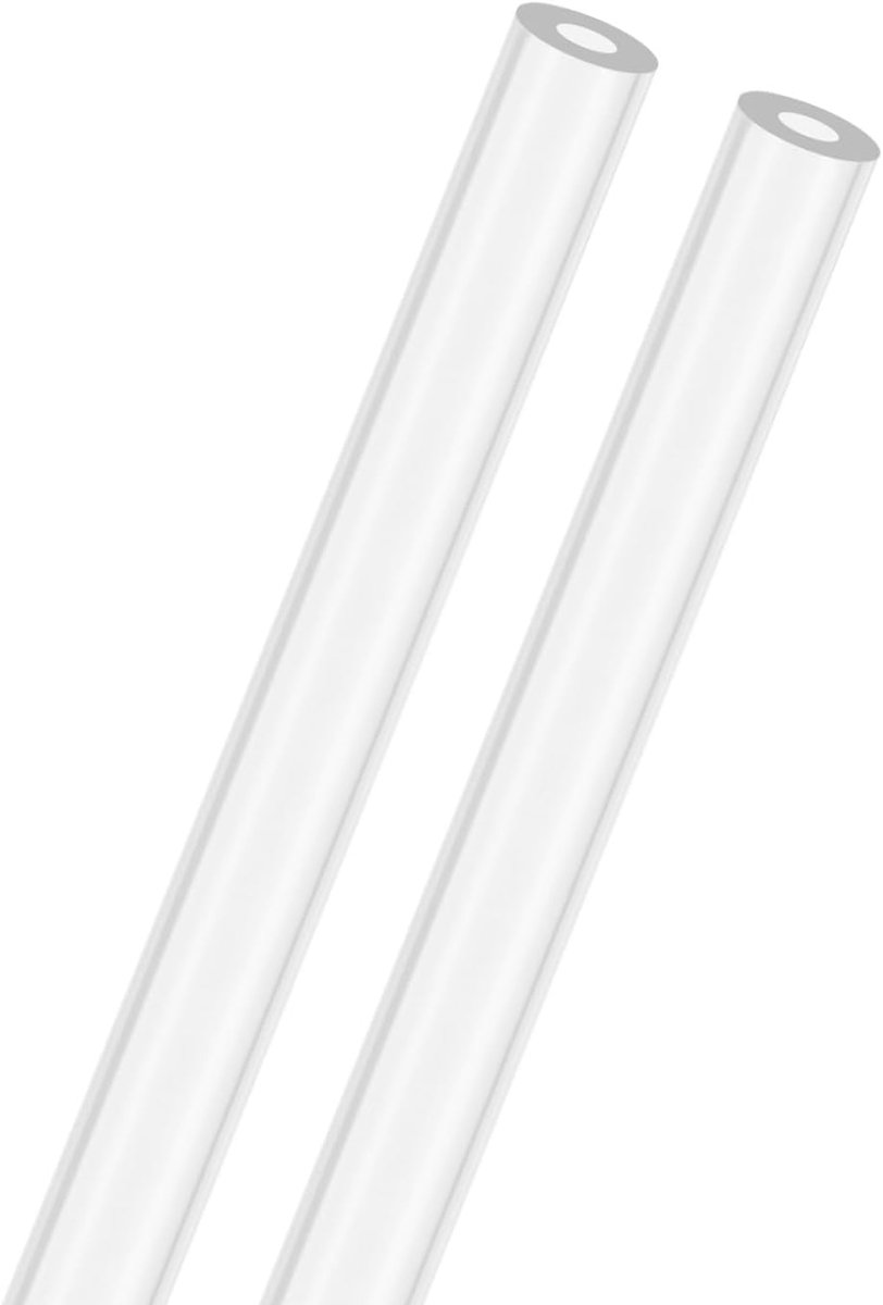 METERXITY 2-Pack Clear Stijve Acryl Pijp, 3mm [0.11"] ID x 7mm [0.27"] OD Plastic Ronde Buis voor Waterkoeling Systeem/Lampen/Fonteinen/Aquaria/Display Stand, Acryl Tubing [305mm/12IN]