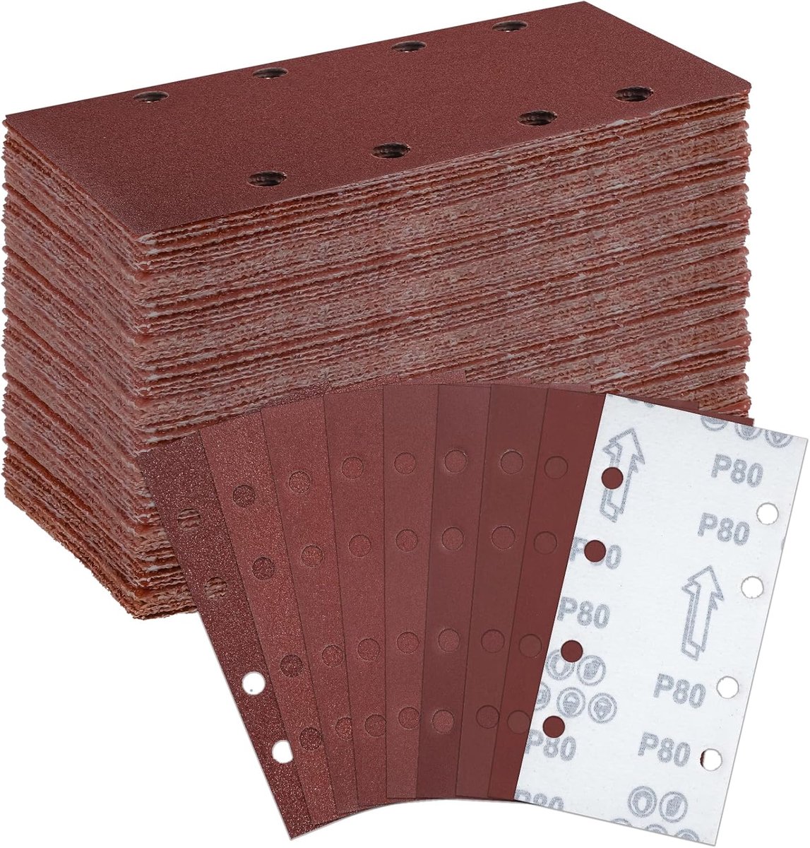 Schuurpapier set 56 stuks - 93x185 mm - 8 korrels 40/60/80/120/180/240/320/400 - SnelShoppen