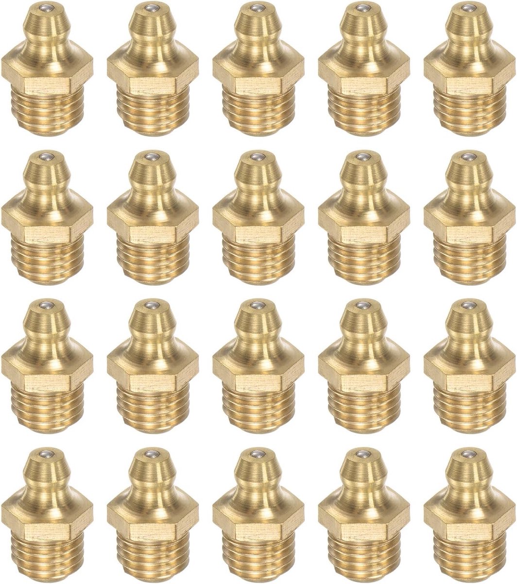 Rechte smeernippel van messing M10 x 1,25mm draad Hydraulische smeernippel accessoires, 20 stuks