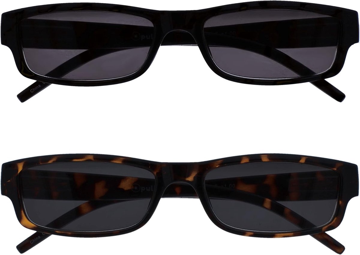 Zwart Bruin Lichtgewicht Zon Lezers Waarde 2 Stuks UV400 Ontwerper Stijl Mannen Vrouwen SS32-12 +1,00