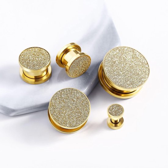 Tunnels Rvs 6G Oortunnels Mannen 4-20mm Rond met Matte Plugs en Tunnels Goud, 6mm, Roestvrij staal, Geen edelsteen — afbeelding 5