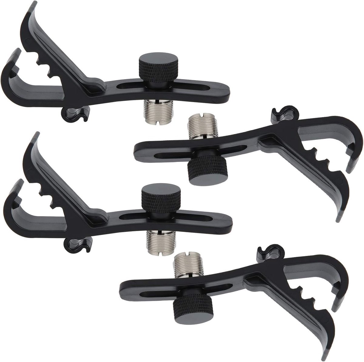 Microfoon Clip, 4 STKS Schokbestendig Beveiligen Mic Clips Mount Houder Verstelbare Revers Microfoon Klem Stand Kit Hard Groove Gear Universele Lavalier Rim Muziekinstrument Bevestigingsclips Set