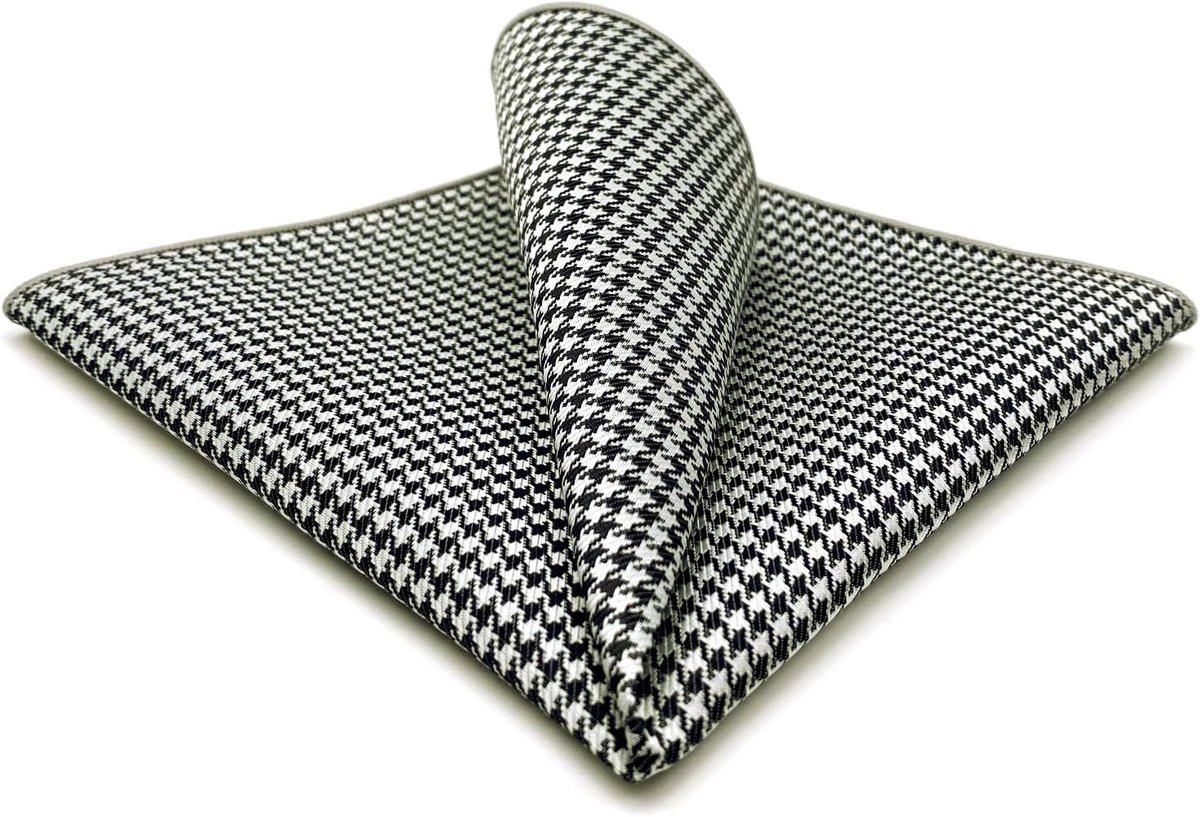 SHLAX&WING Hanky 32cm Zwart Wit Houndstooth voor heren Pochetten voor heren