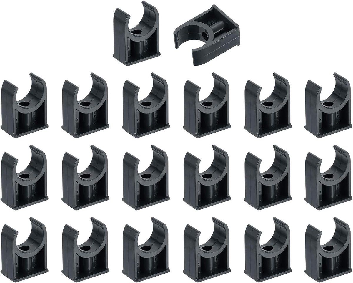 20 stuks waterbuisklemmen van pvc, U-vormige gespen, houder voor irrigatiebuizen met 25 mm buitendiameter voor tablets, tv-buizen, zwart