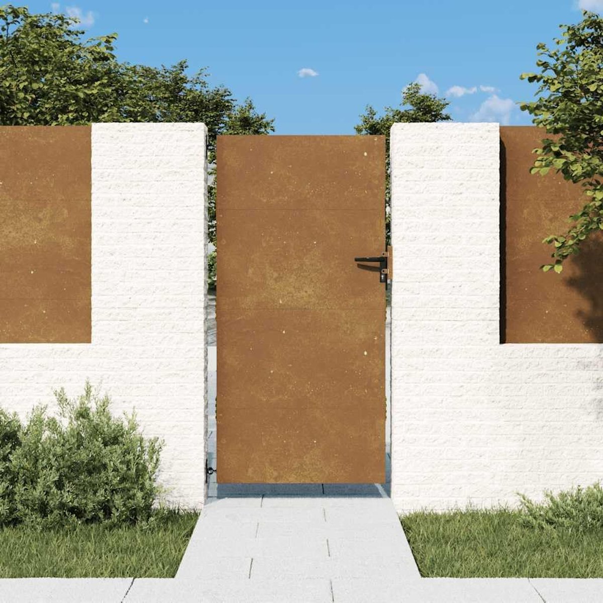 Tuinpoort 85x200 cm | Volledige inkijkbescherming, afsluitbaar, weerbestendig staal, onderhoudsvrij, zelfmontage