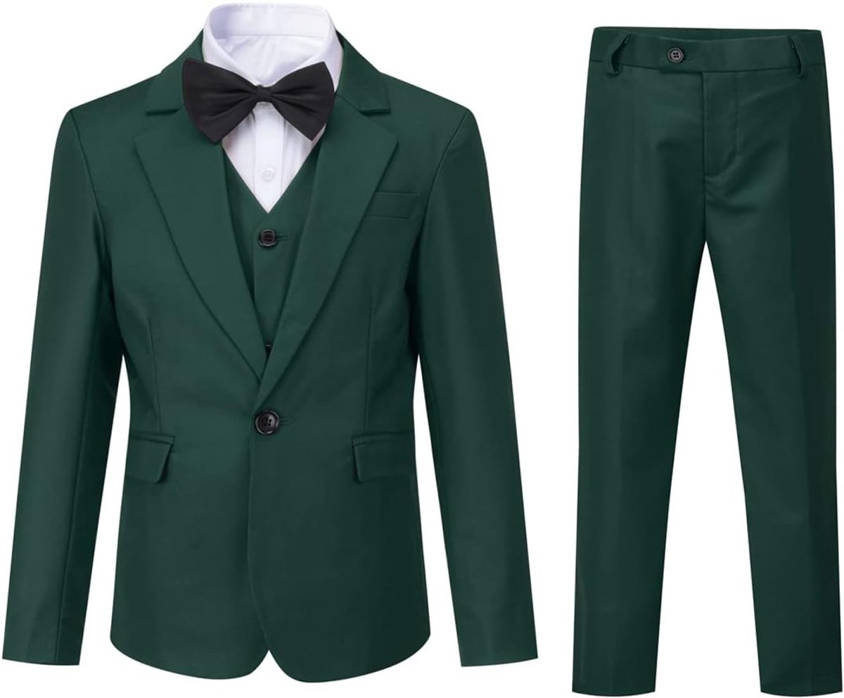 Jongens 3 stuks pak met één knoop revers kraag pak bruiloft verjaardag party prom performance pak blazer vest broek meerkleurig
