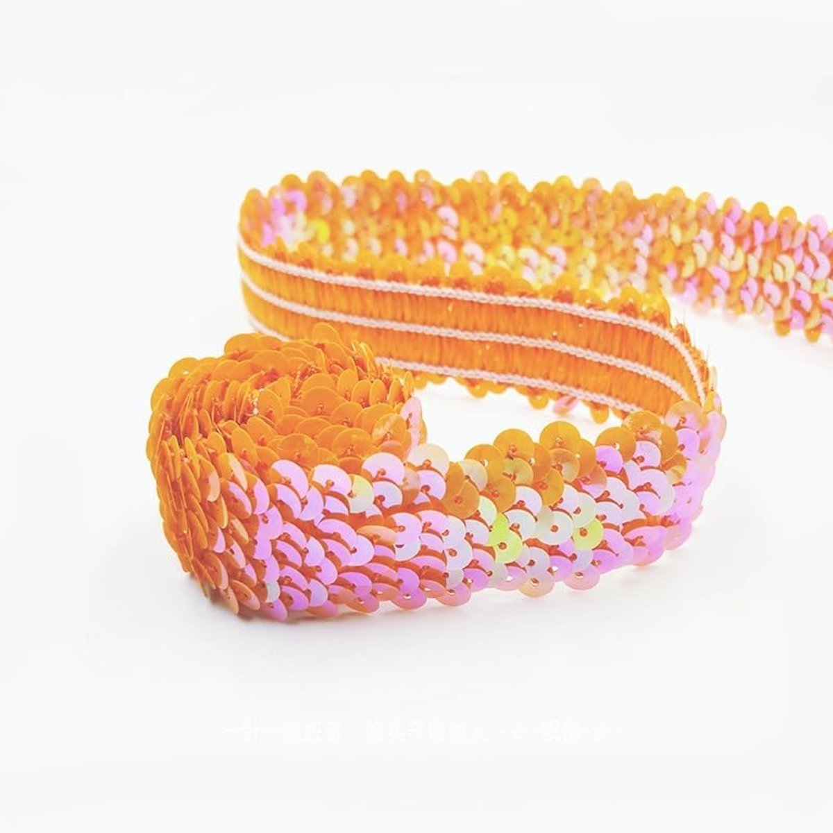 3 cm x 10 m paillettenbanden, paillettenband, glanzende gevlochten, decoratielint met glitterrand, voor doe-het-zelf handwerk, danskleding, armband, oranje