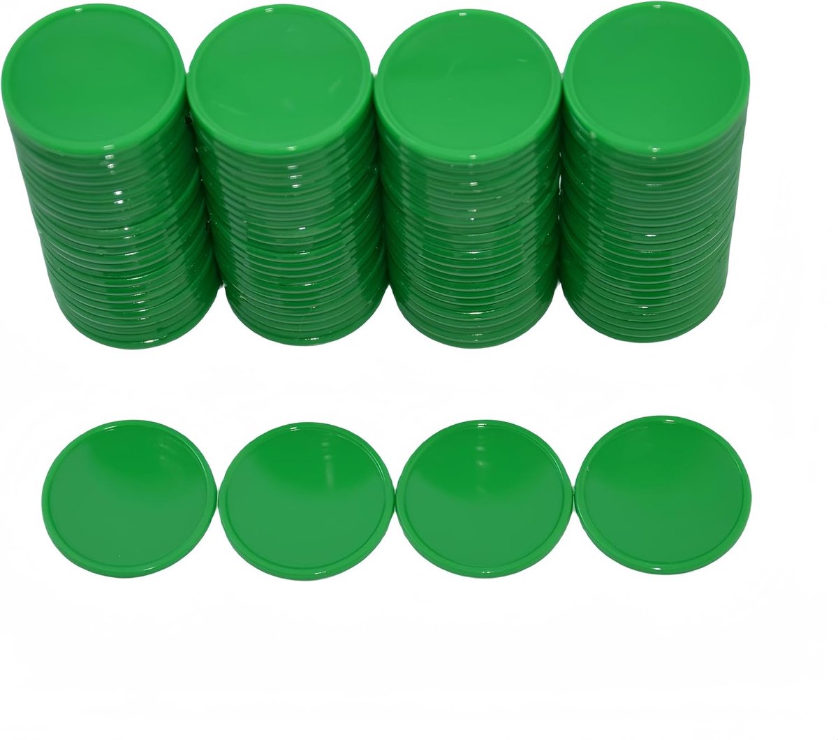 100 stuks 25 mm/2,5 cm ondoorzichtige kunststof poker chips voor het leren tellen met opbergdoos, groen