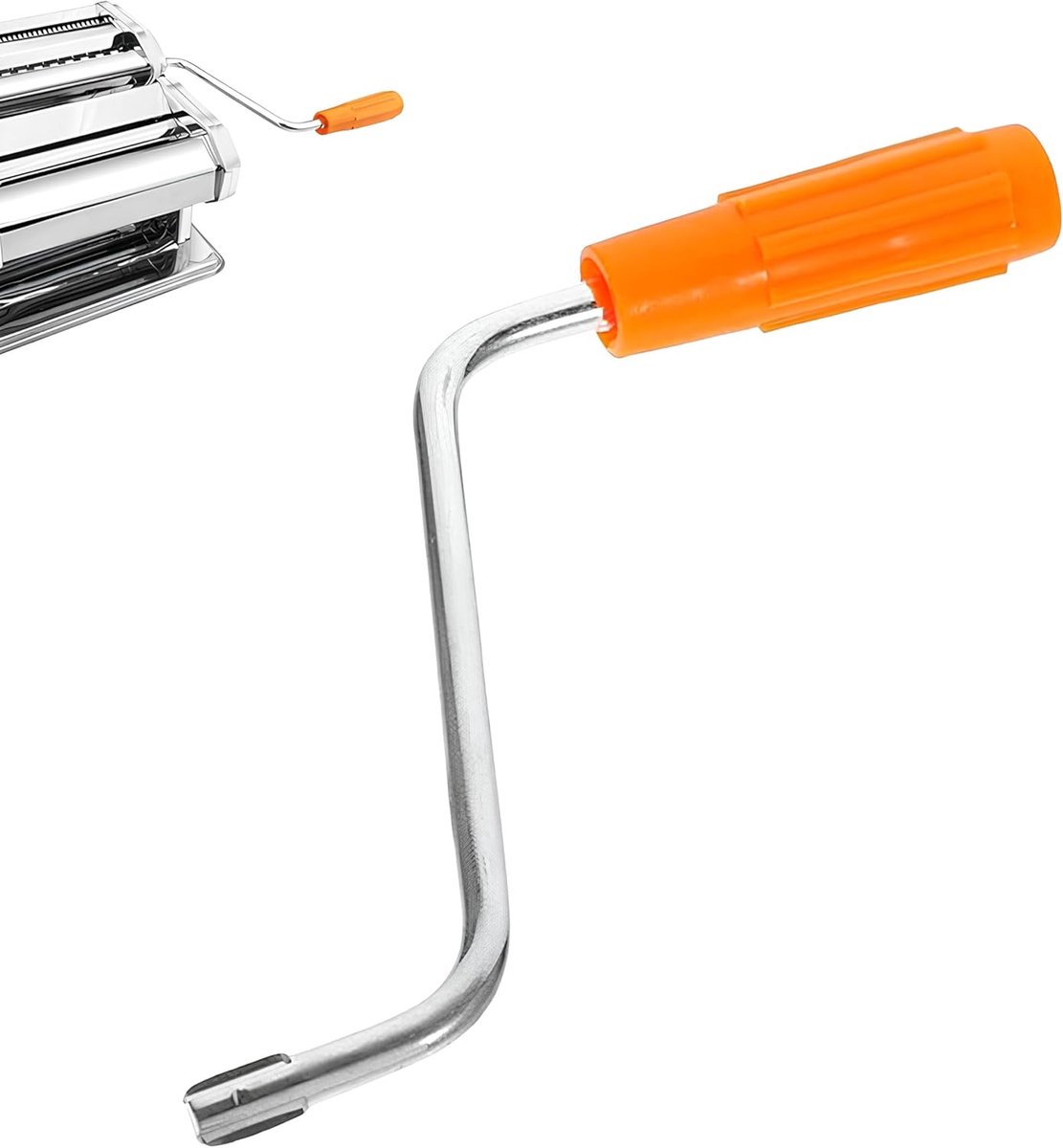 Handgreep voor pastamachine, verwisselbare metalen crank, accessoires voor zelfgemaakte pasta, universele compatibiliteit met pastamollen (oranje)