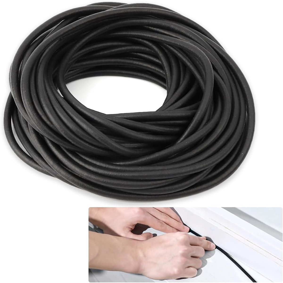 Rubberen afdichting, 10 m x Ø 6 mm, bestand tegen hoge temperaturen, voor het afdichten van ramen en muren