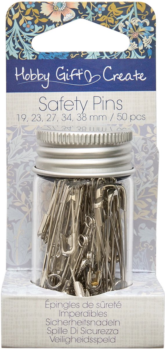 Hobby Gift Create: Assortiment Veiligheidsspelden in pot: 50 stuks