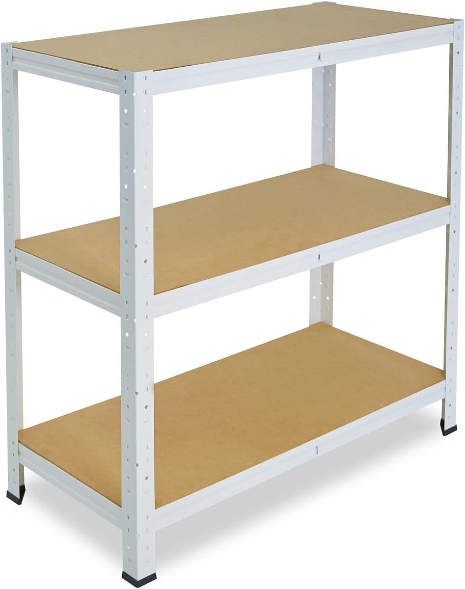 Shelfplaza Home 115x120x45cm metalen stellingkast wit: 3x175kg | stellingen Berging stelling Garagekast Metalen opslagstelling Opbergstelling Zware stelling Opslagrek Garage stelling