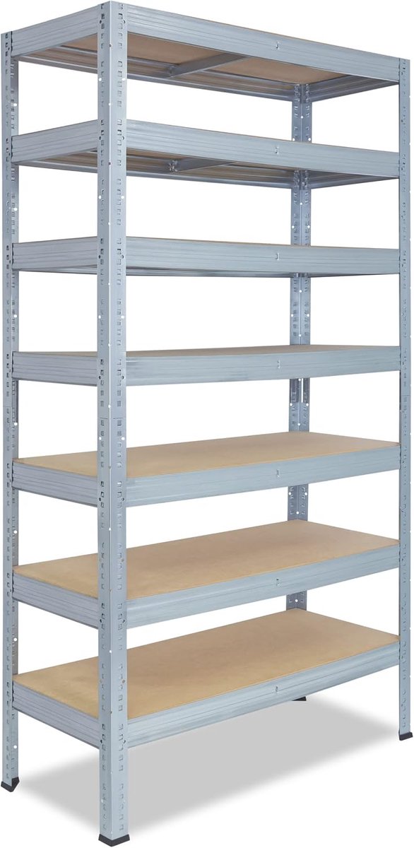 Shelfplaza Pro 230x50x30cm metalen stellingkast verzinkt: 7x142kg | stellingen Berging stelling Garagekast Metalen opslagstelling Opbergstelling Zware stelling Opslagrek Garage stelling