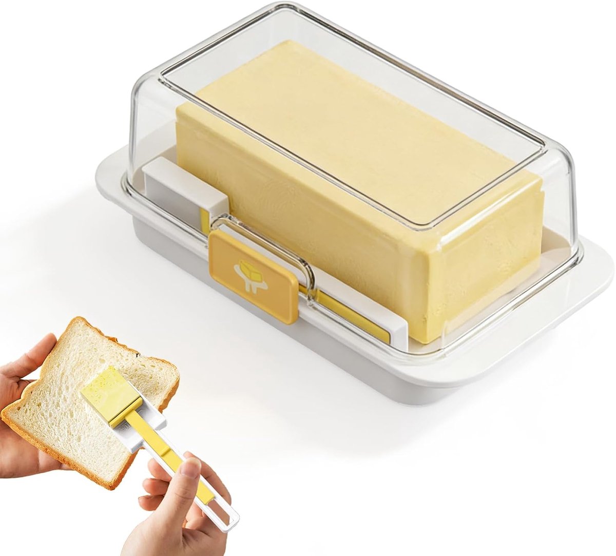 Botervloot voor 250 g & 500 g boter, afsluitbare container met deksel, ideaal voor werkblad en koelkast, wit