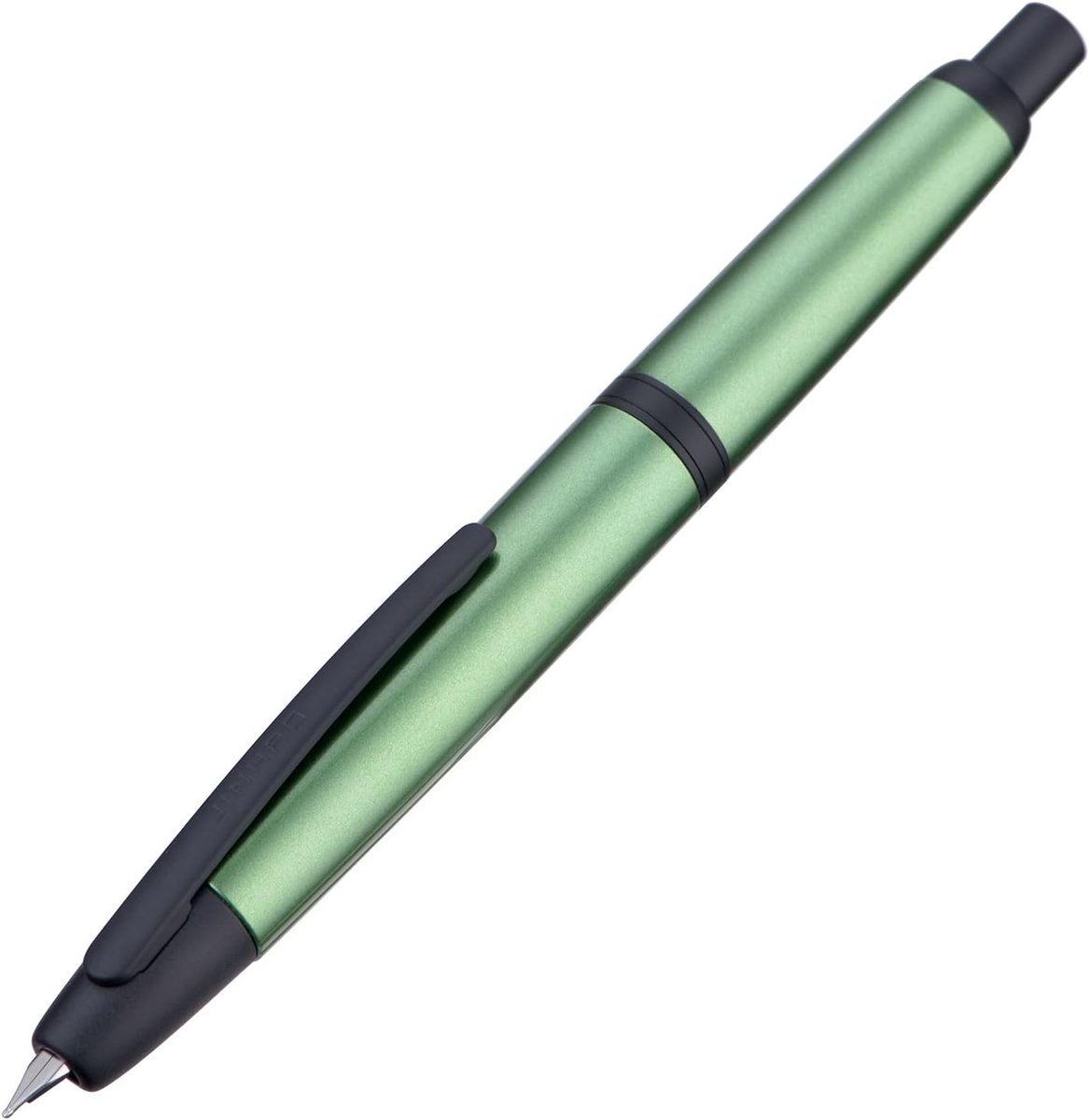 10 Serie Druk vulpen, versie met een zwarte clip, met een extra fijne penpunt intrekbaar door middel van een drukknop, set inclusief inkt converter en metalen pennendoosje, zeedennengroen