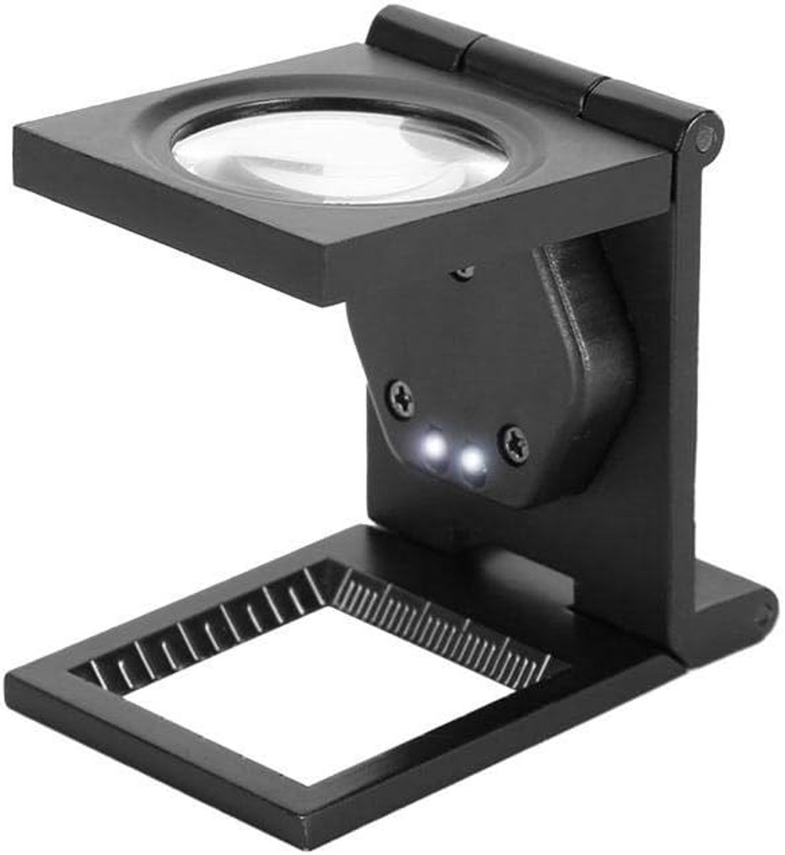 Staande loep, 30 x vakken, grote leesloep, inklapbaar, vergrootglas met 2 ledverlichting, tafelvergrootglas, draagbaar, opvouwbaar, zakloep voor senioren, inspectie, reparatie, handwerk