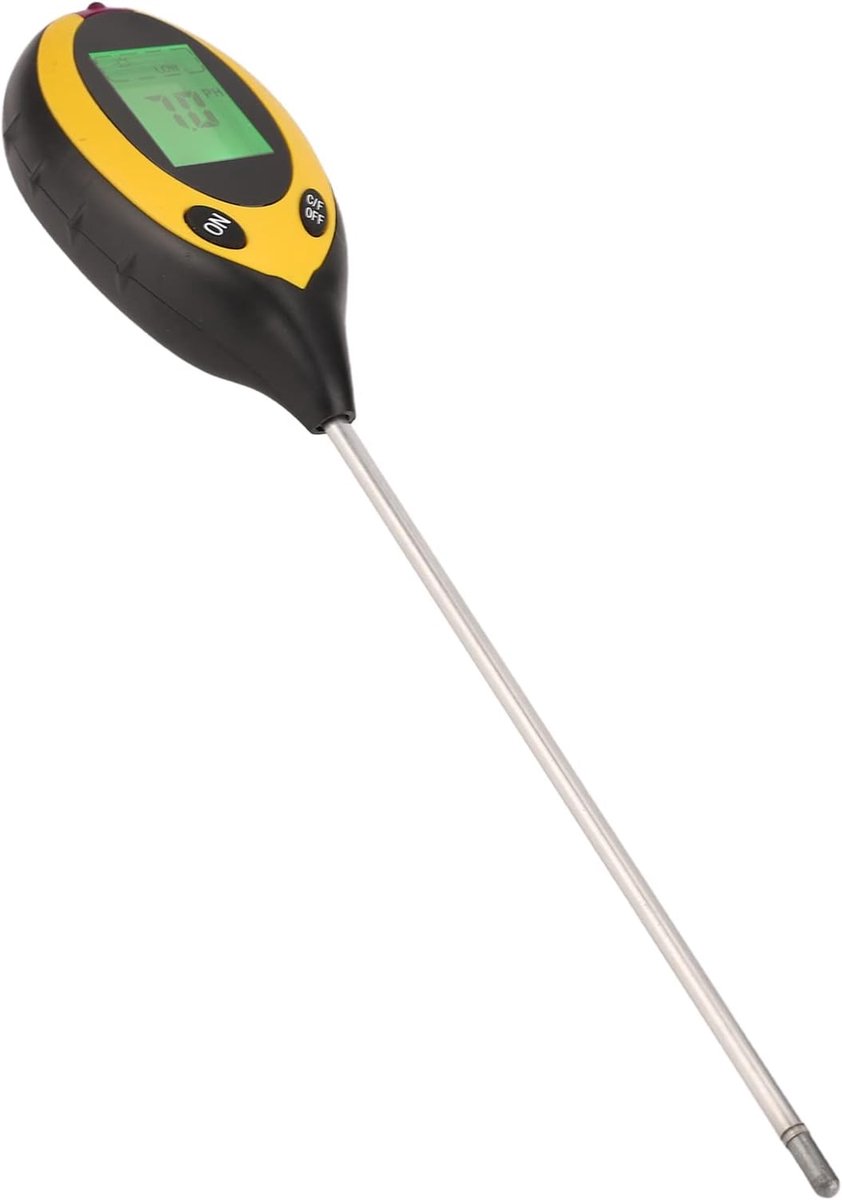 4-in-1 Bodemmeter, Bodemtesterkit met PH-, Temperatuur-, Vocht- en Lichttester, PH-meter, Vocht-, Zonlichtintensiteitstest voor Kweken, Tuinieren, Potgrond, Landbouw