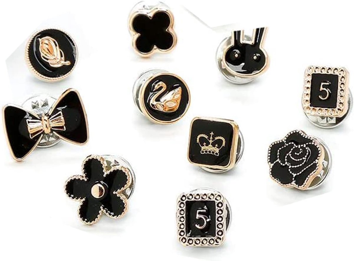 10 stuks zwart voorkomen onbedoelde blootstelling knopen broche pinnen badge, broche pinnen onzichtbare knopen, broche pinnen knop voor kleding vest jeans decoratie