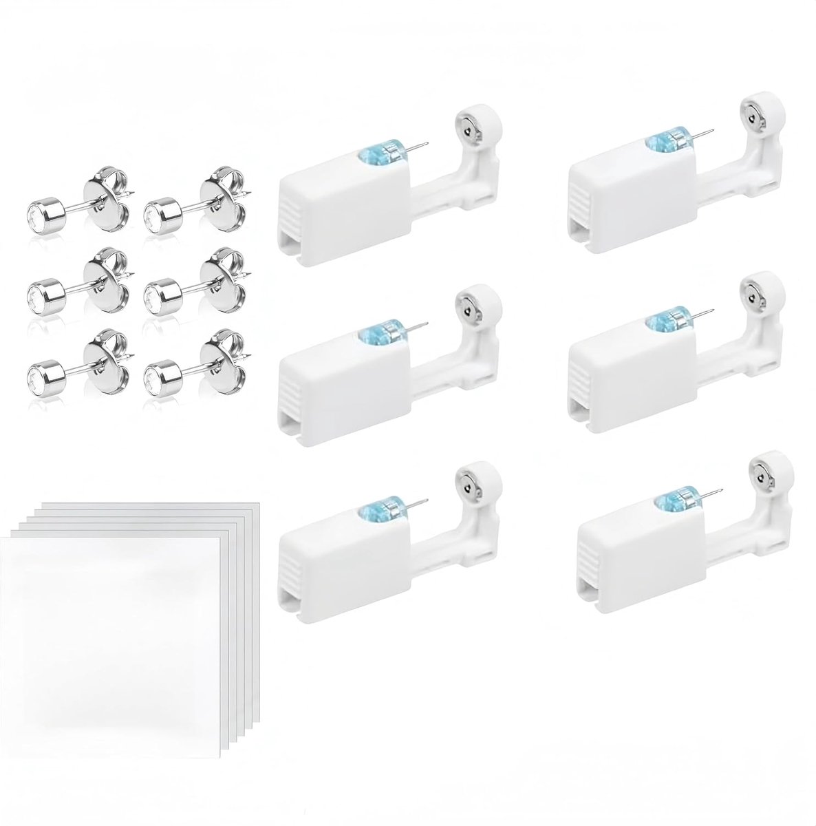 Wegwerp-oorpiercingpistool, pijnloos, doe-het-zelf-oorpiercingkit, veiligheid, asepsis, oorbel, oorknopje, pistoolkit, gereedschap met 10 oorknopjes voor meisjes, dames en heren