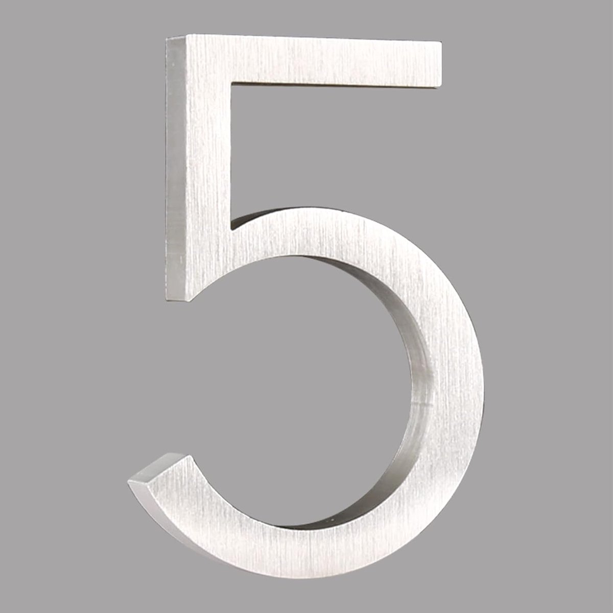 Floating House Number 6 inch Stylish Door Numbers Alphabet Plaque Street Home Address Numerals (5,Silver)