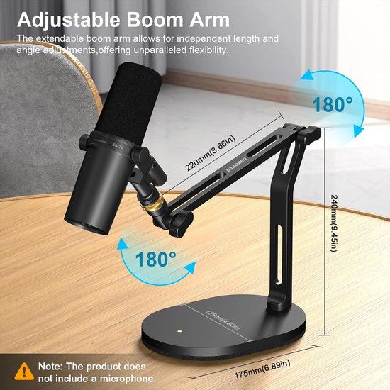 Microfoon Stand,Bureaumontage Desktop Microfoon Arm voor AM8,K669B,Blauwe Yeti,HyperX QuadCast,SoloCast,AT2020 — afbeelding 5