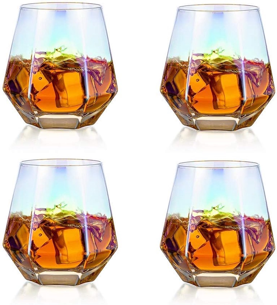 whiskey glazen set van 4 water / sap tumbler gekanteld scotch glas 300 ml whisky glas modern look glaswerk voor bourbon / rum / bar tumbler