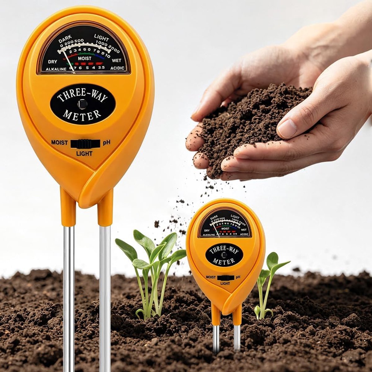 Vloermeter 3-in-1 - bodemvochtigheidsmeter - pH-waarde en lichtmeting - voor optimale groei - SnelShoppen