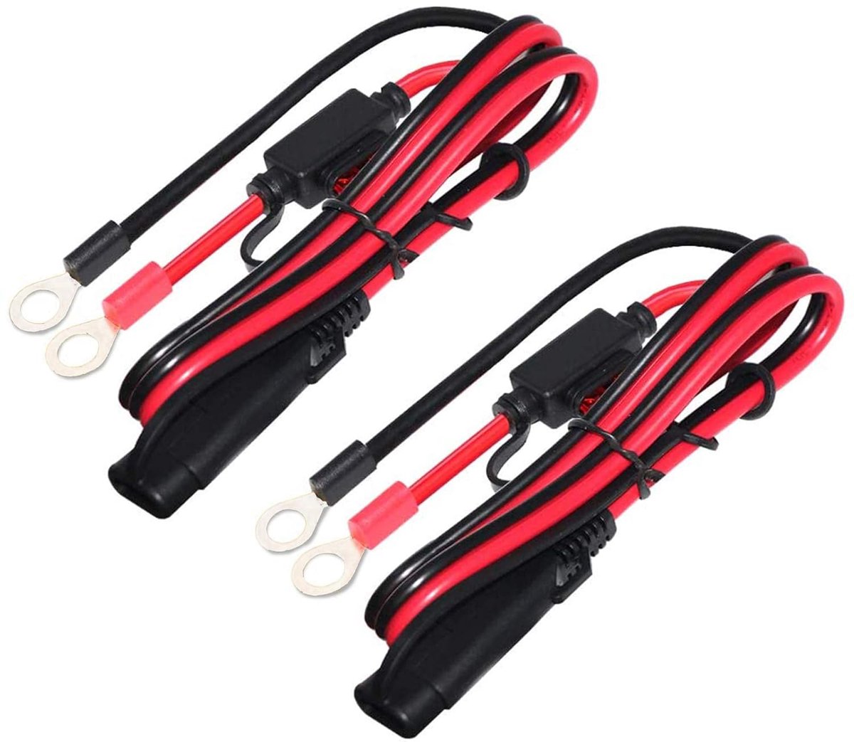 Ringterminal kabels 12V - 2FT verlengkabel - met 10A fuse - veilig opladen voor motor en tractor - SnelShoppen