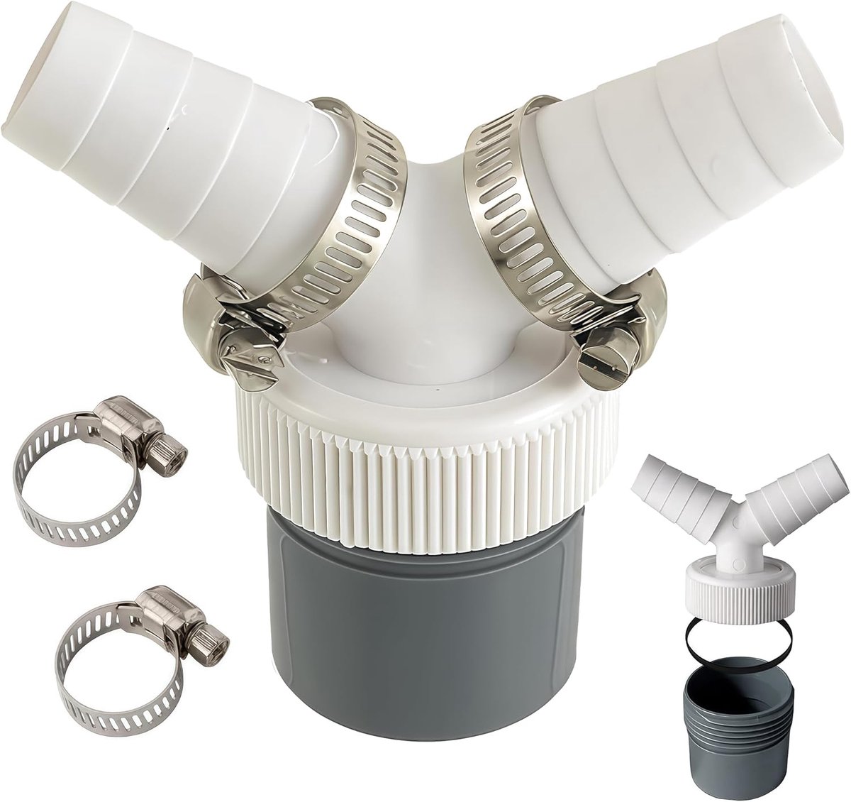 Y-adapter dubbele aansluiting voor wasmachine - 19-24 mm op 40 mm - sifon-adapter ABS - verbind 2 apparaten - SnelShoppen
