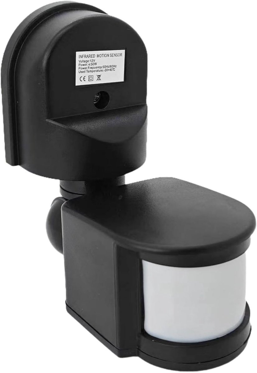 12V PIR Bewegingssensor - Wandmontage - 180° Detectiebereik - Automatische verlichting voor buiten - SnelShoppen