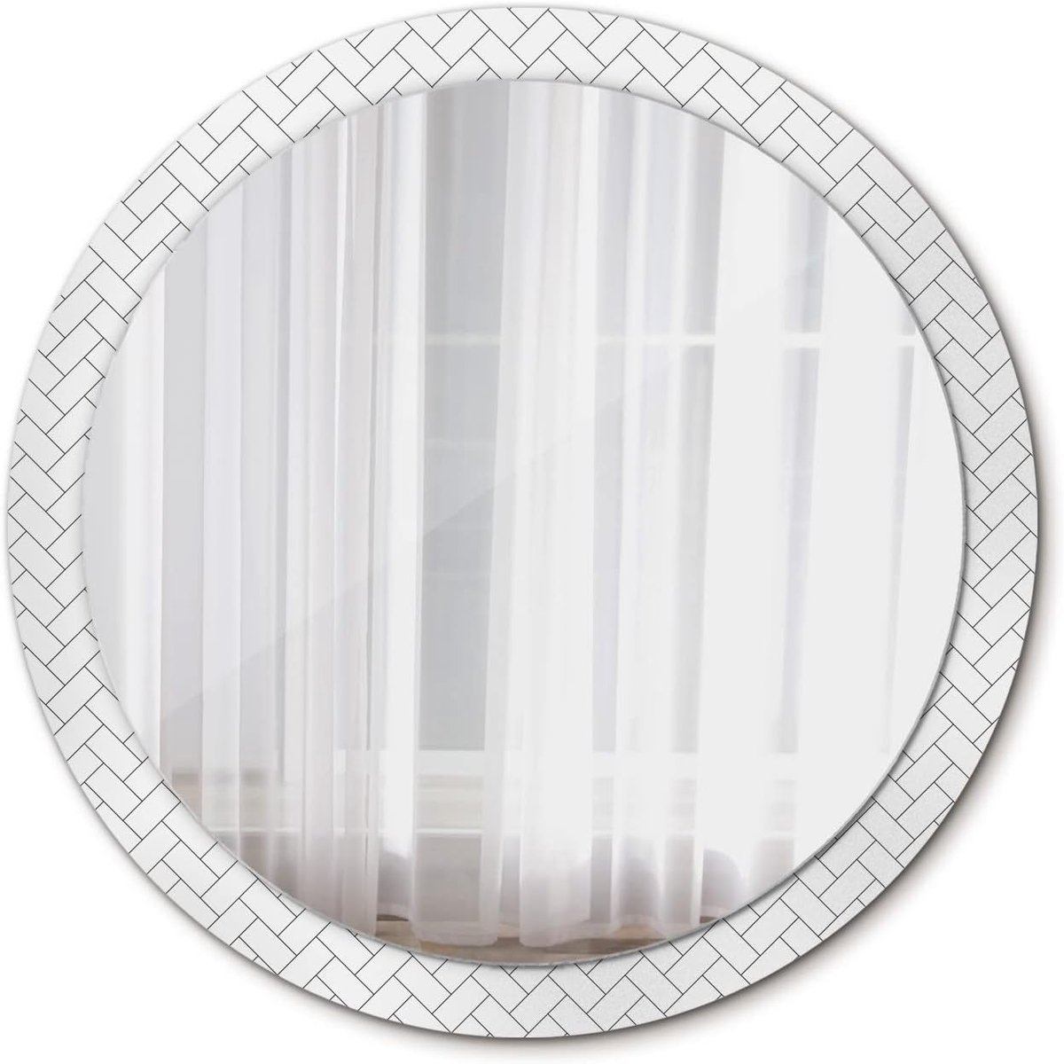 Modern Ø 100 cm Glas Interieur Decoratie Gedrukt Spiegel Ronde Hangende Spiegel DIY - Visgraat