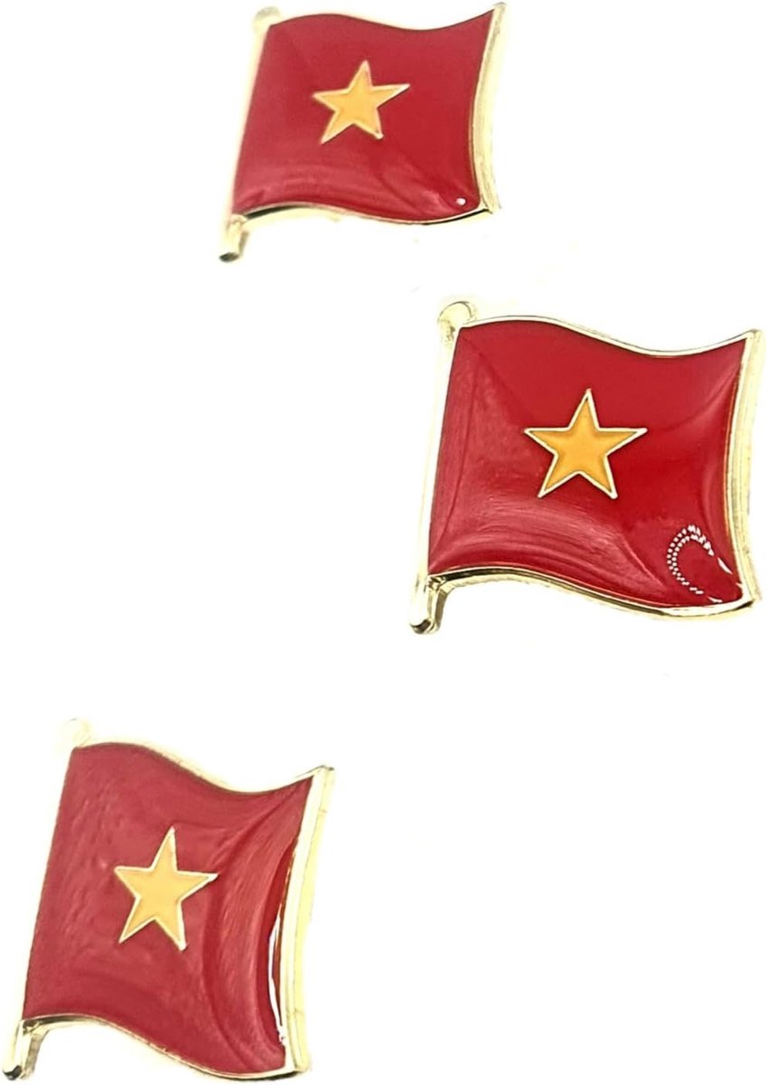 Vietnam Zuid Oost Azie Aziatisch Metalen Emaille Landen Vlag Pin Badge Pakket van 3