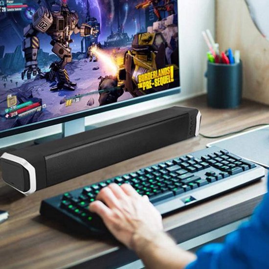 Mini Soundbar - Draagbare Luidspreker - Muziek Streamen - 3D Stereo Geluid - 42 cm - Blauw van MINI — afbeelding 3