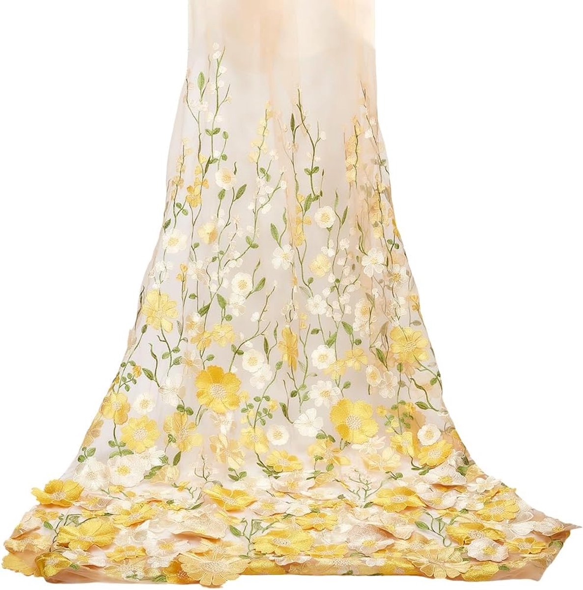 Stof vintage bloemen transparant gaas polyester ademende gaasdoek voor naaien maken huis bruiloft decoratie kleding accessoires DIY-knutselwerk