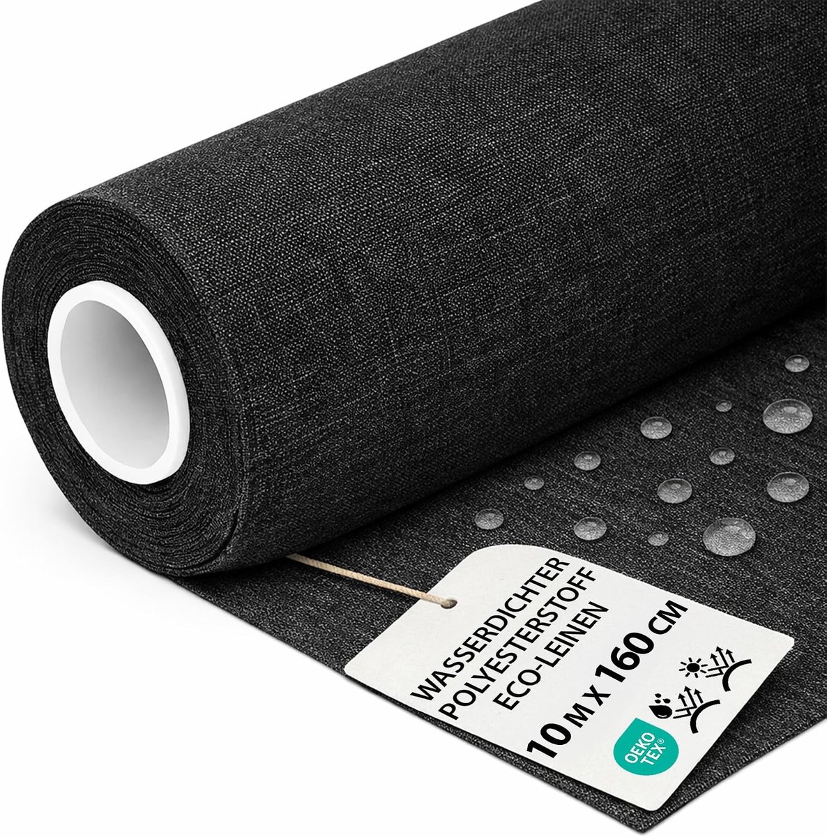 Stof per Meter Waterafstotend Polyesterstof 10M x 160 cm – Tuinstof voor Zonnescherm Tuinmeubels Kussens Bekleding Buiten Robuust met Oeko Tex Grafiet ecologisch linnen