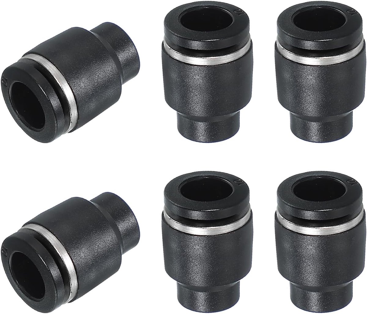 6 stuks slang snelmontagedop, 10 mm (2/5 inch) buis OD kunststof buis pneumatische dop druk om snel dop plug fitting accessoires voor pneumatisch systeem pijpleiding verbinding, zwart